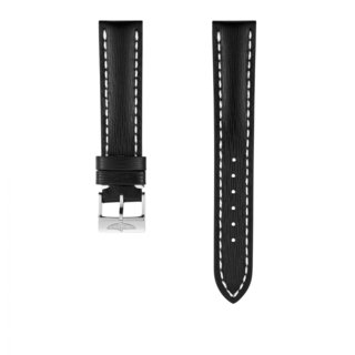 Black sahara calfskin leather strap - 18 mm