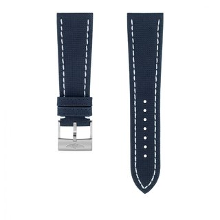 Bracelet en cuir de veau militaire bleu - 24 mm