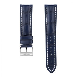Bracelet en cuir d’alligator bleu - 24 mm