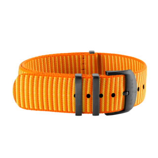 Bracelet une pièce Outerknown en fil ECONYL® orange (avec passants en acier inoxydable avec revêtement DLC) - 22 mm