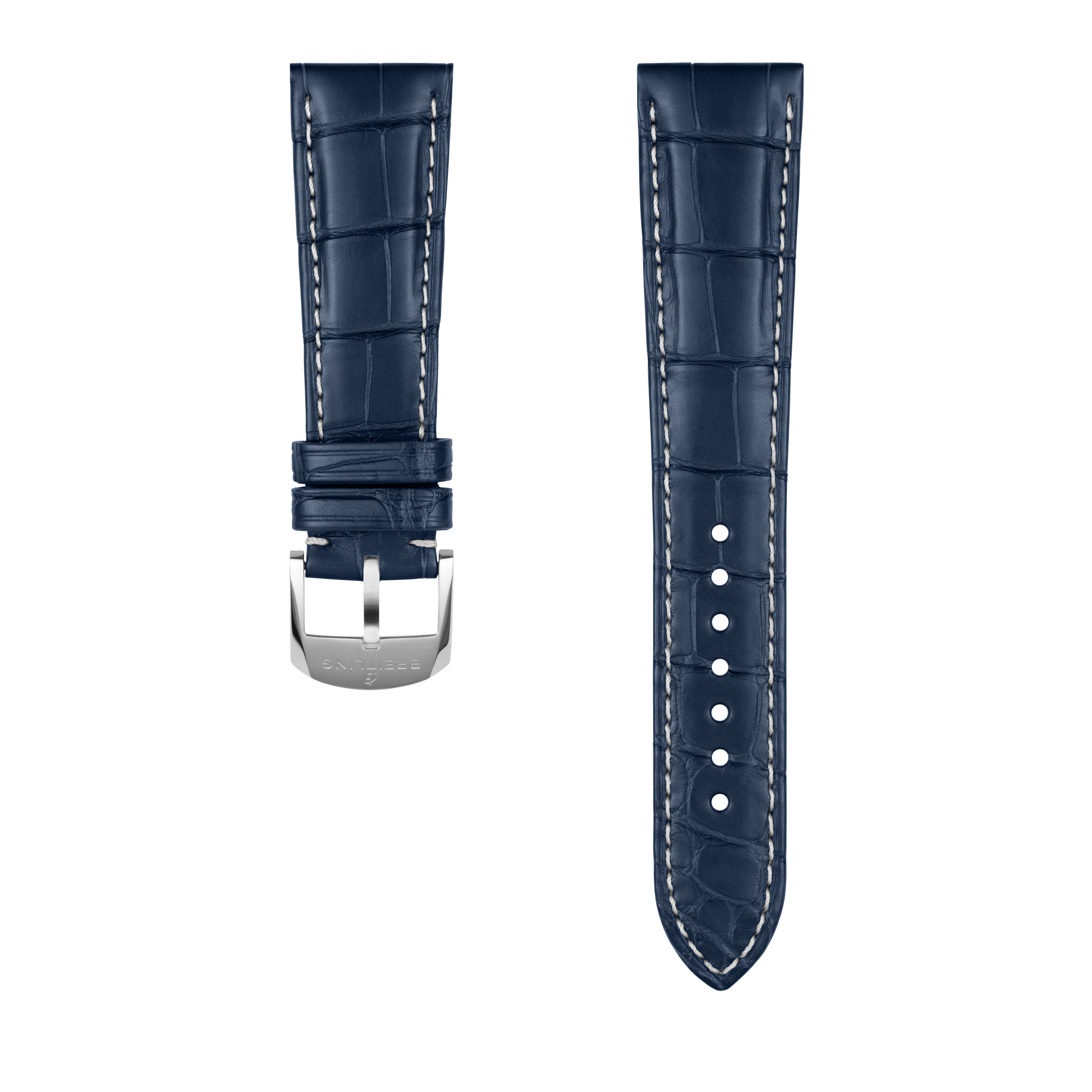 Blaues Alligatorlederarmband - 22 mm