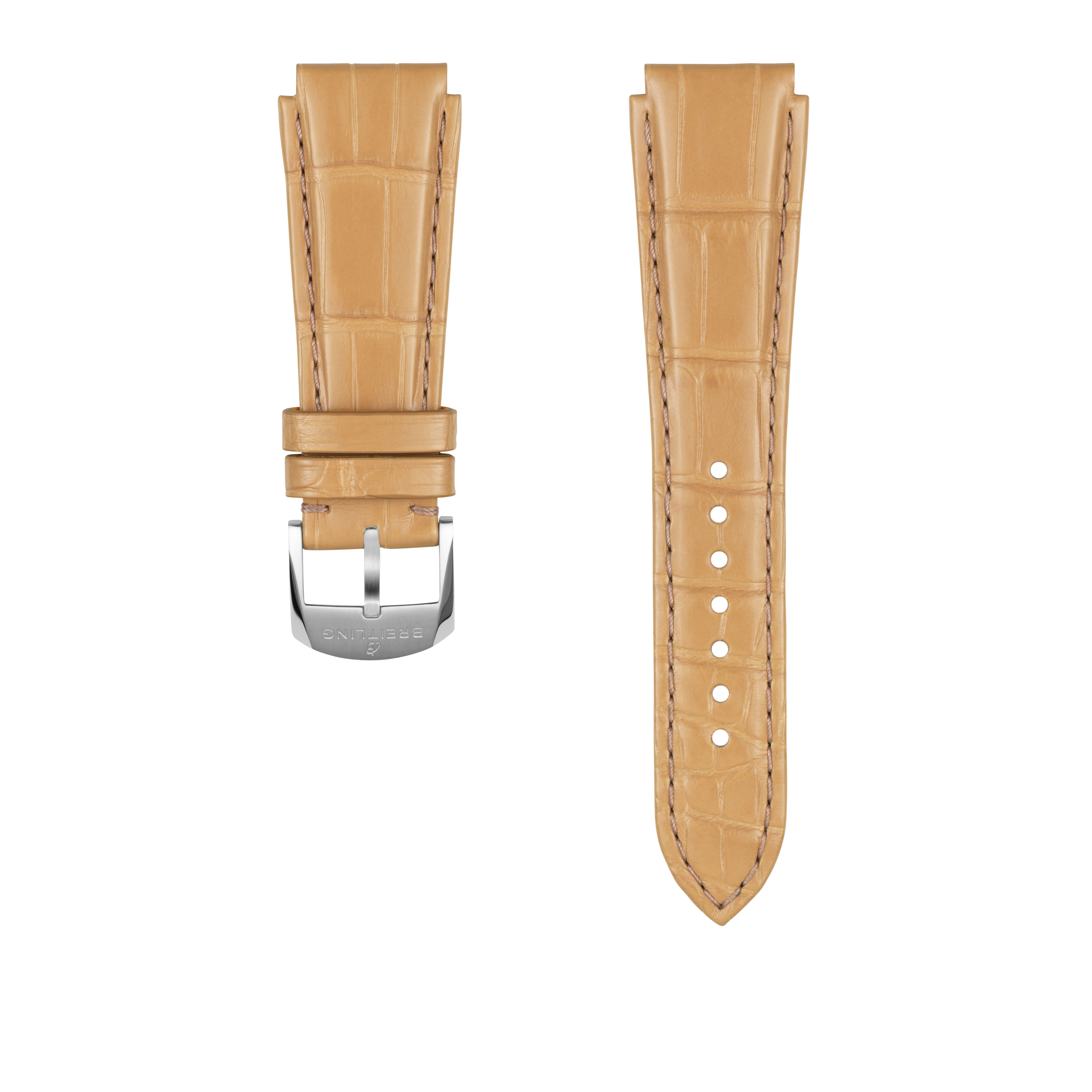 Beige alligator leather strap - 20 mm
