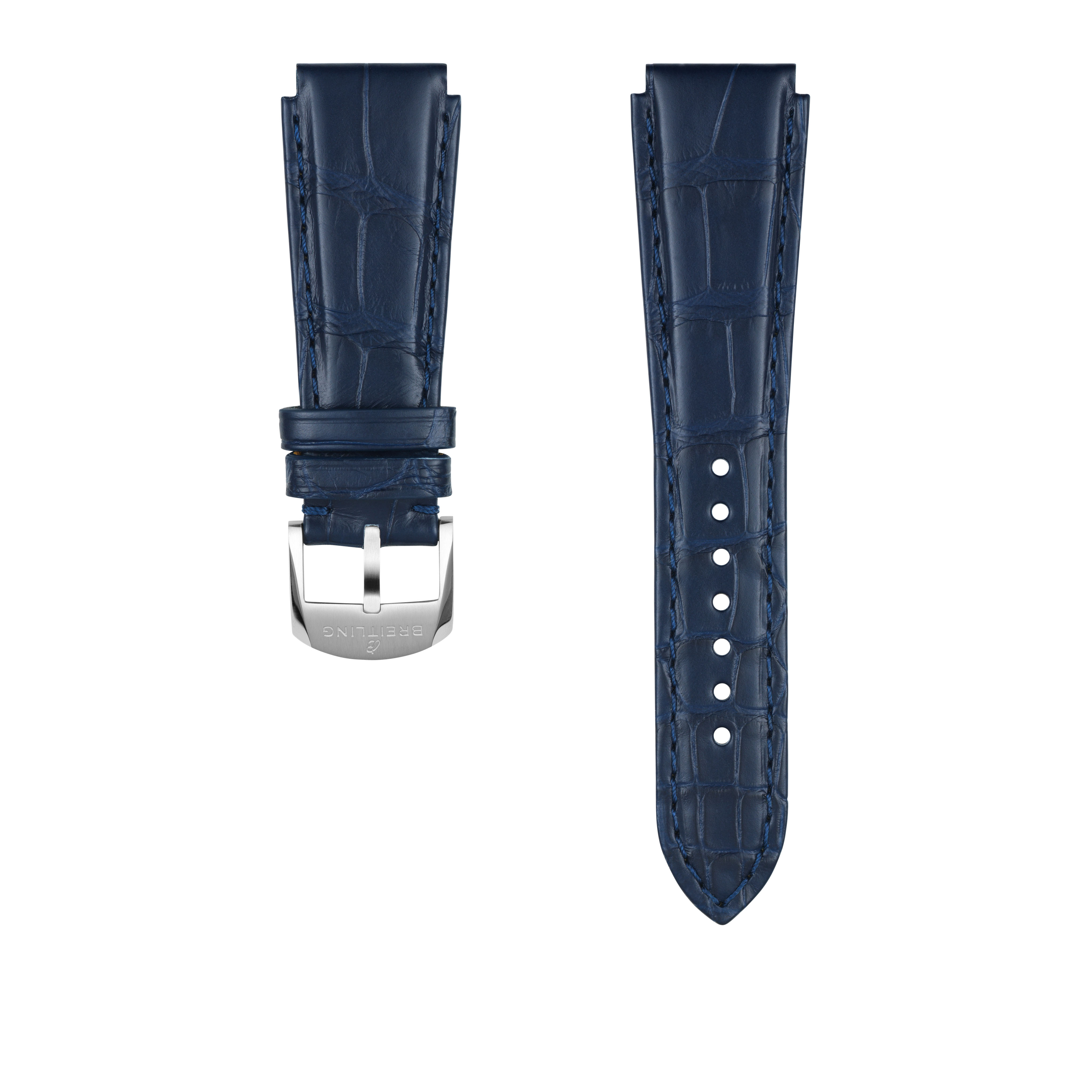 Blaues Alligatorlederarmband - 20 mm