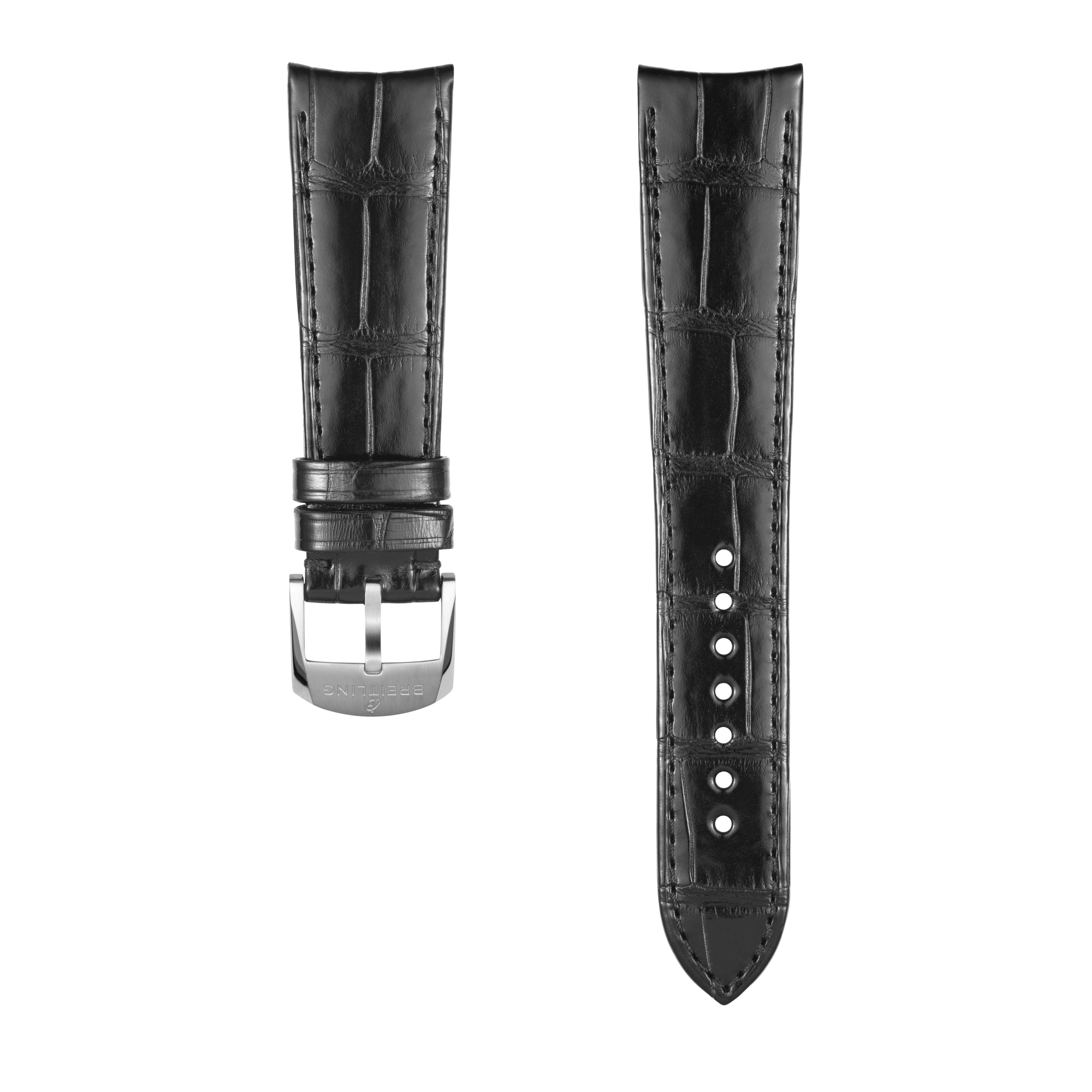 Black alligator leather strap - 22 mm