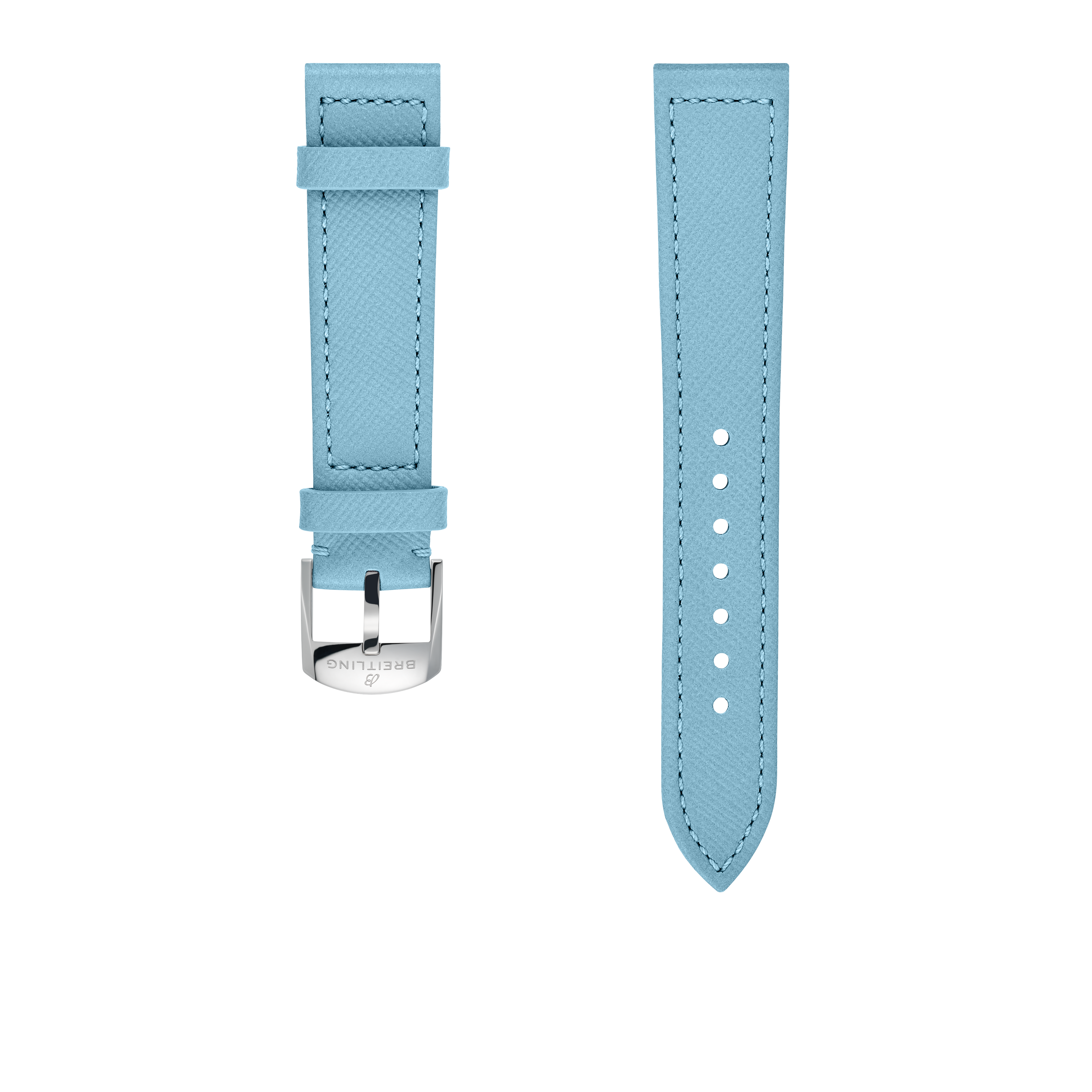 Aquamarine calfskin leather strap - 18 mm