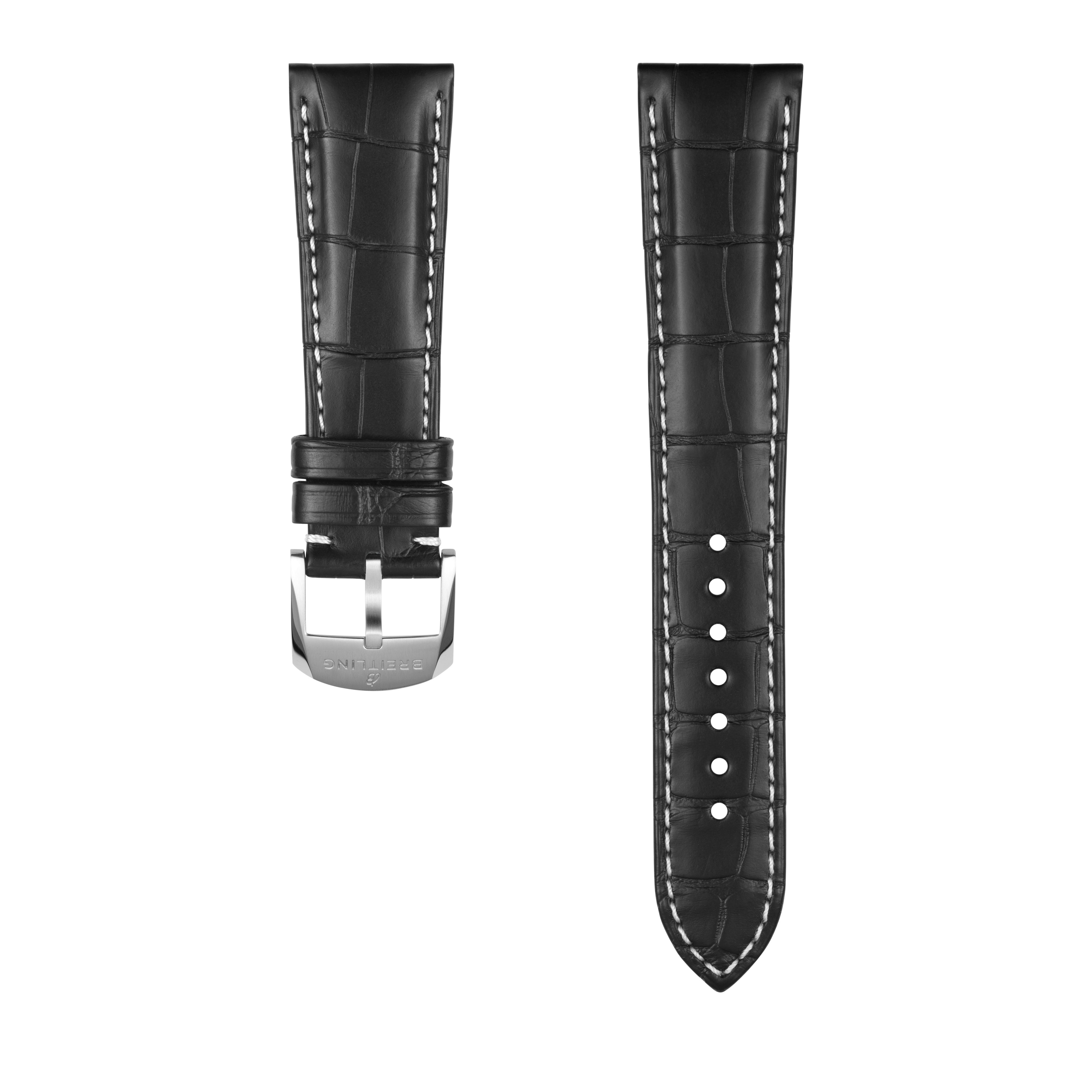 Black alligator leather strap - 22 mm