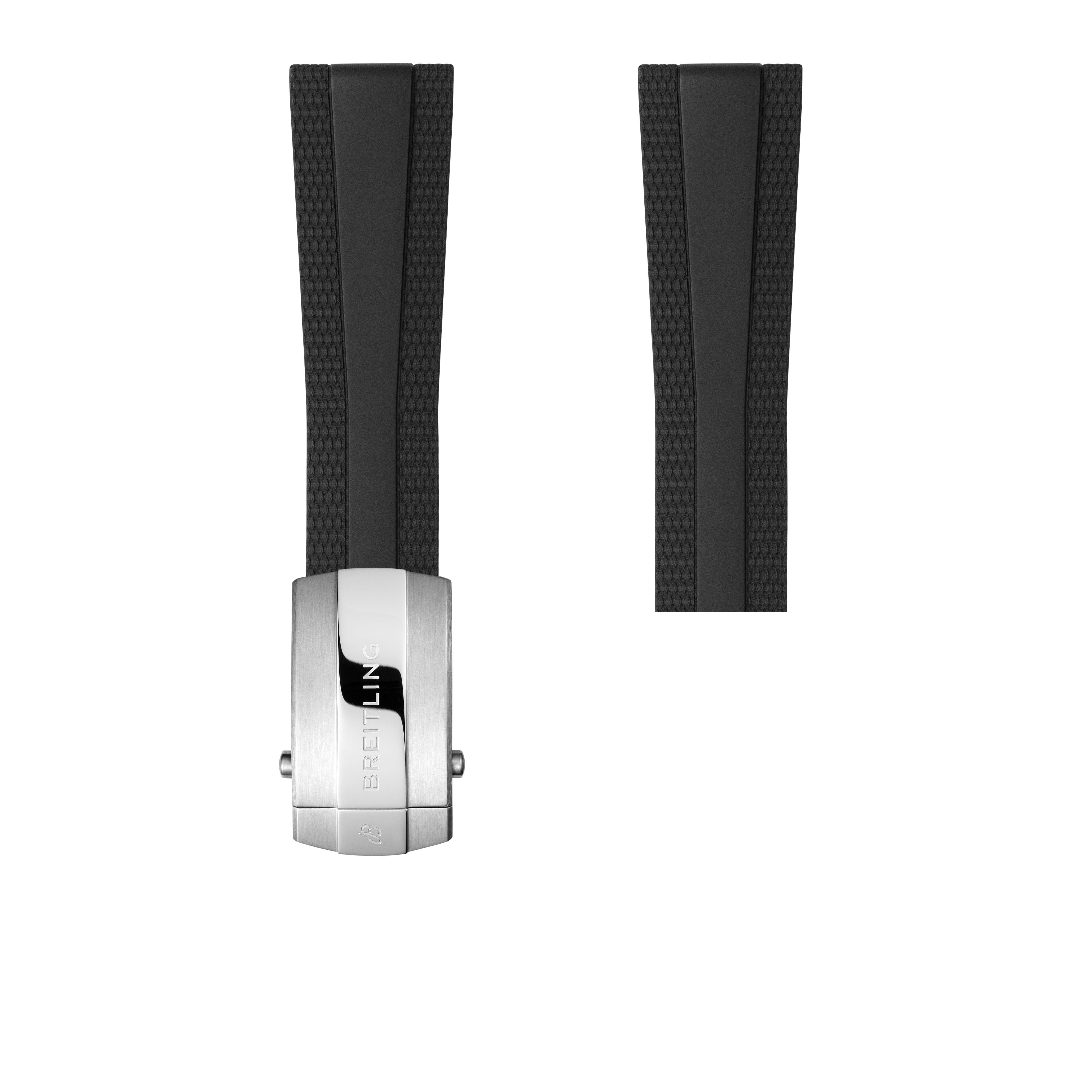 Bracelet en caoutchouc noir - 22 mm