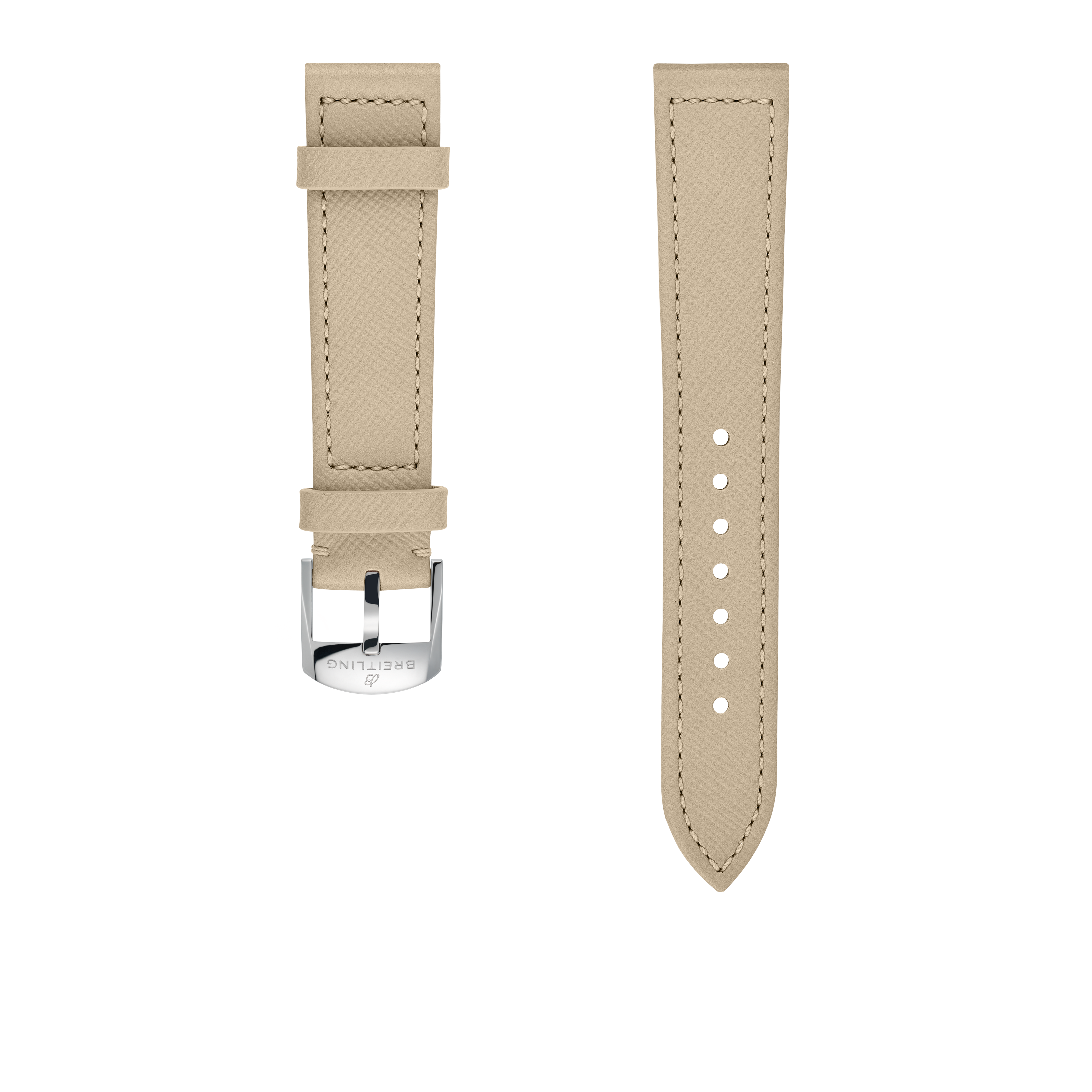Iced latte calfskin leather strap - 18 mm