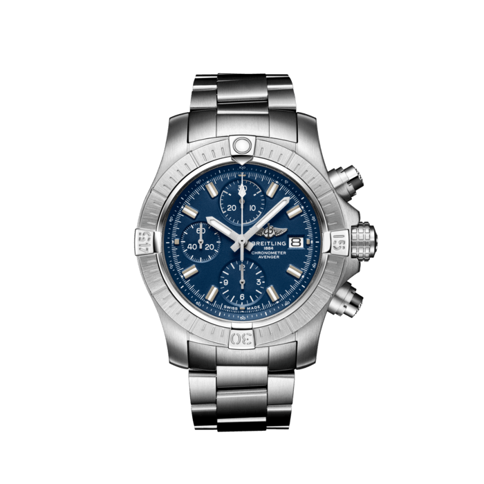 Avenger Chronograph 43, Edelstahl - Blau
Der markante, extrem robuste und stossfeste Avenger Chronograph 43 ist der vielseitigste und kompakteste Avenger Chronograph. Als echter Breitling Avenger kann er auch mit Handschuhen bedient werden und bietet jedem Abenteurer in der Luft unübertroffene Sicherheit und Zuverlässigkeit.