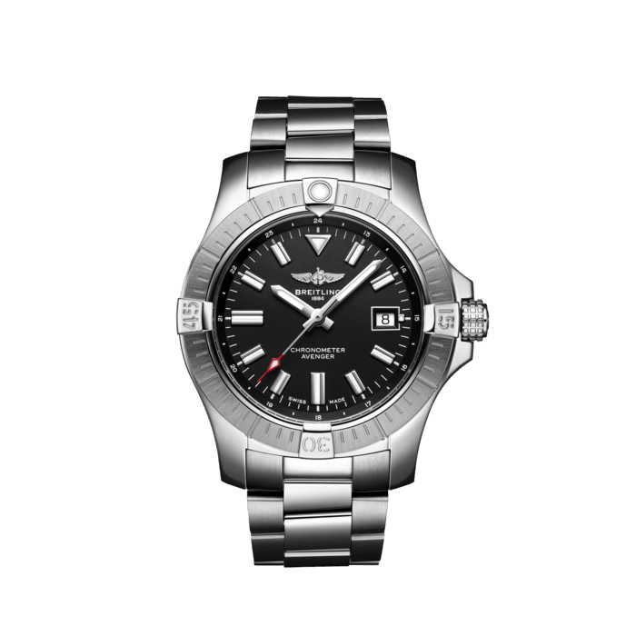 Avenger Automatic 43, Acier inoxydable - Noir
Imposante, extrêmement robuste et résistante aux chocs, l’Avenger Automatic 43 présente un cadran épuré offrant une lisibilité optimale. Cette véritable Breitling Avenger peut être utilisée avec des gants et offre une sécurité et une fiabilité inégalées pour tout aventurier des airs.