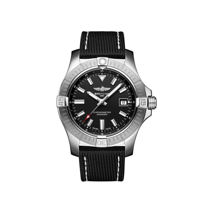 Avenger Automatic 43, Stainless steel - Black
Bold, extremely robust and shock resistant, the Avenger Automatic 43 features a clean dial offering optimal legibility. As a true Breitling Avenger, it can be used wearing gloves and offers unrivalled safety and reliability to any airborne adventurer.