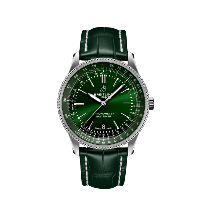 Navitimer Automatic 41, Stainless steel - Green
Refined and elegant, the Navitimer Automatic 41 combines the historic appeal of a true icon with the sophistication of a contemporary timepiece.
