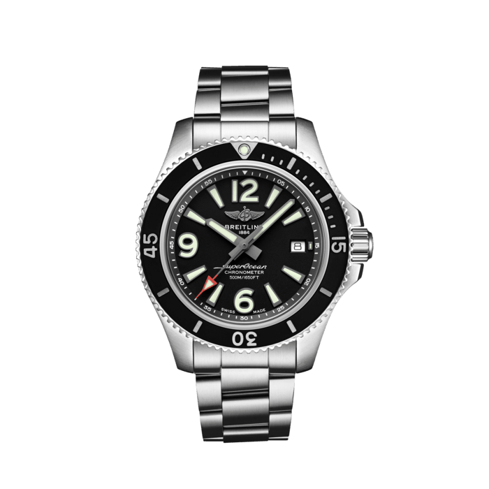 Superocean Automatic 42, Acero inoxidable - Negro
Con su estilo sport fresco y colorido, el Superocean Automatic 42 es una combinación de rendimiento y estilo contemporáneo que resulta idónea en cualquier muñeca. Está listo para cualquier desafío: úselo para bucear, para hacer surf, para nadar.