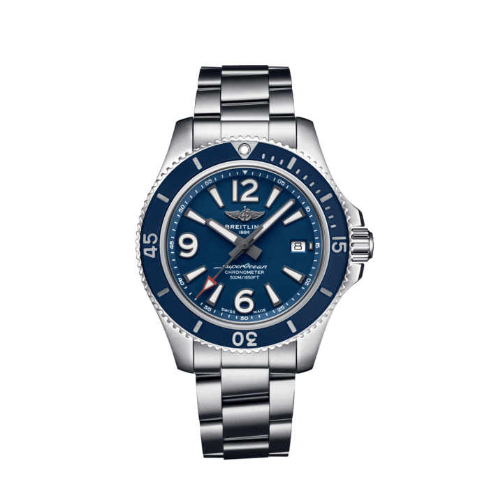 Superocean Automatic 42, Stainless steel - Blue
Sporty, fresh and colorful, the Superocean Automatic 42 combines performance with contemporary style to fit every wrist. It is up to any challenge: dive with it, surf with it or swim with it!