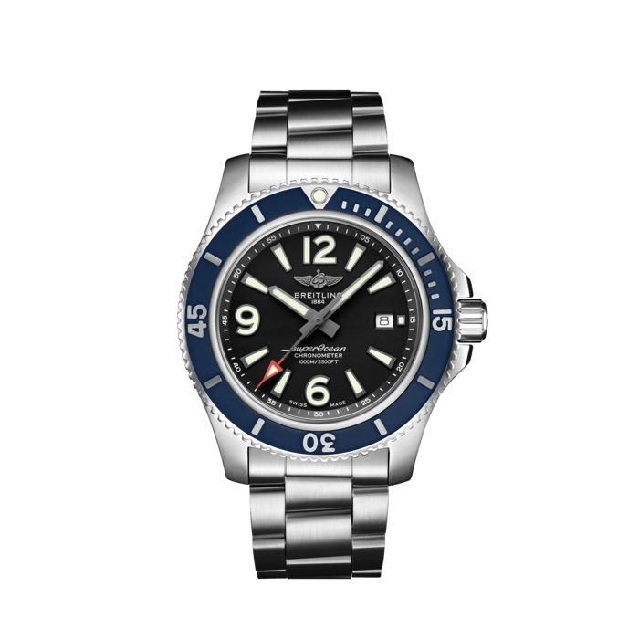 Superocean Automatic 44, Stainless steel - Black
Sporty, fresh and colorful, the Superocean Automatic 44 is designed for men looking for a sports watch combining serious performance with contemporary style. It is up to any challenge: dive with it, surf with it or swim with it!