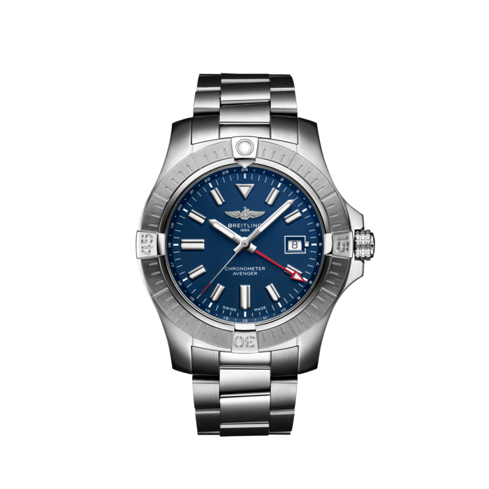 Avenger Automatic GMT 45, Edelstahl - Blau
Die markante, extrem robuste und stossfeste Avenger Automatic GMT 45 verfügt über einen zusätzlichen roten Zeiger, der eine zweite Zeitzone anzeigt. Als echte Breitling Avenger kann sie auch mit Handschuhen bedient werden und bietet jedem Abenteurer in der Luft unübertroffene Sicherheit und Zuverlässigkeit.