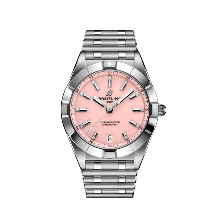 Chronomat 32, Edelstahl - Rosa
Stylish und doch elegant – die Chronomat 32 mit modernem Retro-Touch ist eine vielseitige, sportlich-schicke Uhr für jeden Anlass.