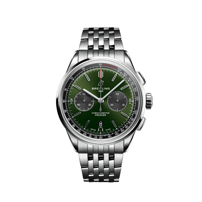 Premier B01 Chronograph 42, Acero inoxidable - Verde
Diseñado por Willy Breitling en la década de 1940, el Premier fue el primer reloj de la marca dedicado al ámbito del estilo. Con elegantes detalles, así como toques retro-modernos, esta reinterpretación del Premier no menoscaba la reputación de sus predecesores: es un «reloj de un gusto impecable».