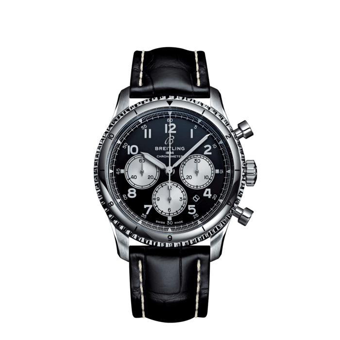 Navitimer Aviator 8 B01 Chronograph 43 SWISS, Acier inoxydable - Noir
Depuis 2016, Breitling est le garde-temps officiel à bord de chacun des vols de la compagnie aérienne SWISS. Célébrant ce partenariat spécial, la Navitimer Aviator 8 B01 Chronograph 43 SWISS est limitée à 777 exemplaires.