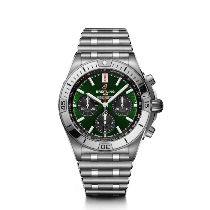 Chronomat B01 42, Stainless steel - Green
Breitling’s all-purpose watch for your every pursuit.