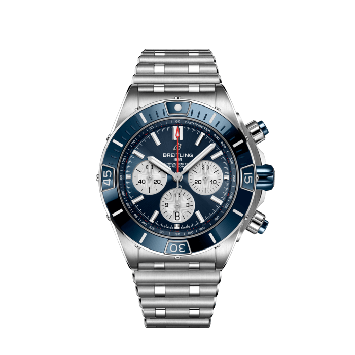 Super Chronomat B01 44, Stainless steel - Blue
Breitling’s supercharged watch for your every pursuit.