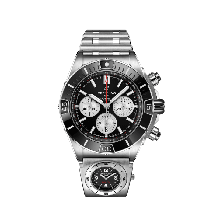 Super Chronomat B01 44, Stainless steel - Black
Breitling’s supercharged watch for your every pursuit.