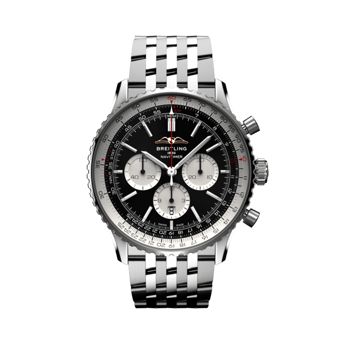 Navitimer B01 Chronograph 46, Edelstahl - Schwarz
Der legendäre Fliegerchronograph von Breitling – für die Reise.