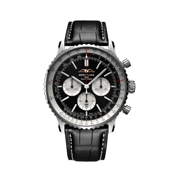 Navitimer B01 Chronograph 46, Edelstahl - Schwarz
Der legendäre Fliegerchronograph von Breitling – für die Reise.