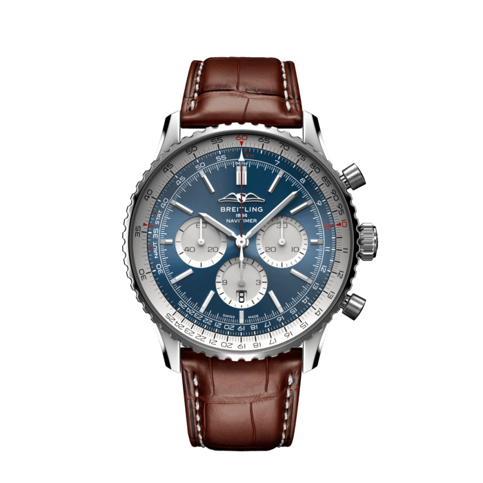 Navitimer B01 Chronograph 46, Acier inoxydable - Bleu
Le chronographe emblématique de Breitling destiné aux pilotes : pour voyager.