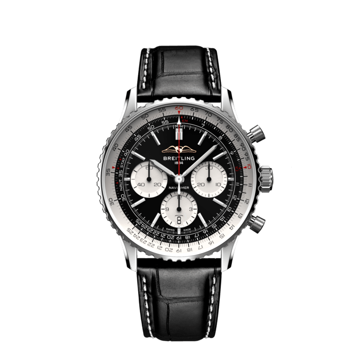 Navitimer B01 Chronograph 43, Acier inoxydable - Noir
Le chronographe emblématique de Breitling destiné aux pilotes : pour voyager.