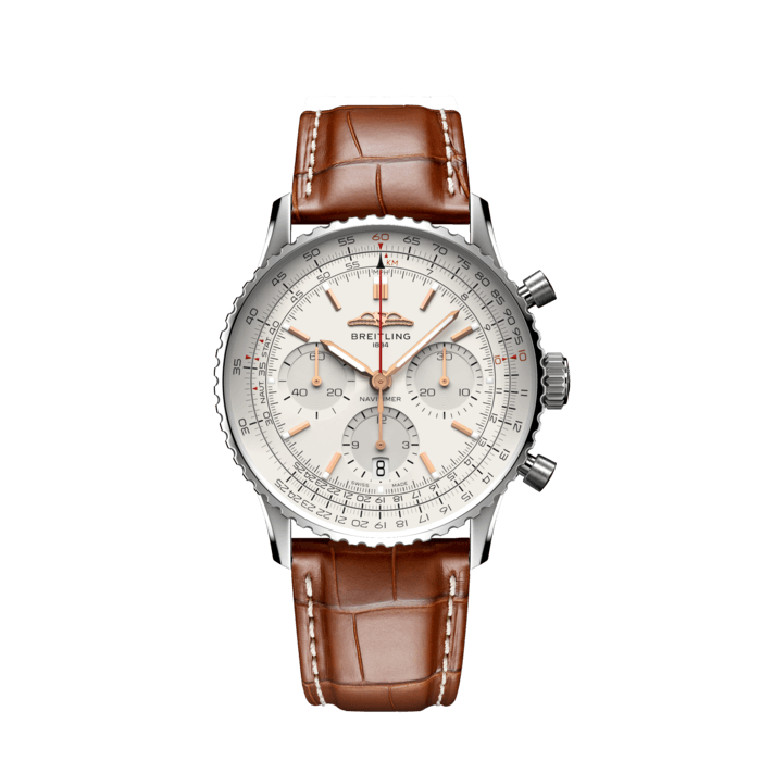 Navitimer B01 Chronograph 41, Edelstahl - Creme
Der legendäre Fliegerchronograph von Breitling – für die Reise.