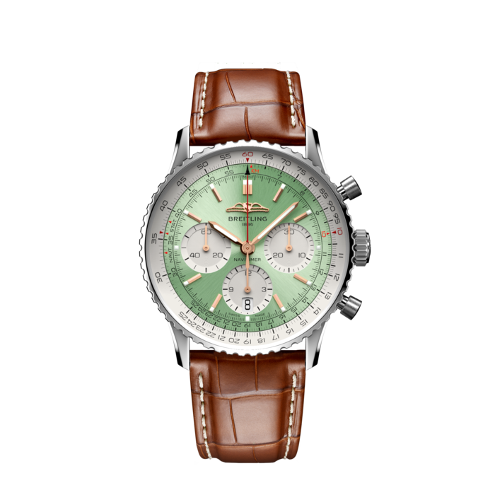 Navitimer B01 Chronograph 41, Stainless steel - Mint green
Breitling’s iconic pilot’s chronograph – for the journey.