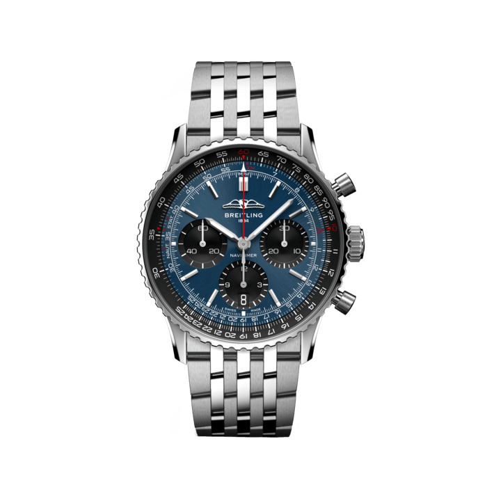 Navitimer B01 Chronograph 41, Acier inoxydable - Bleu
Le chronographe emblématique de Breitling destiné aux pilotes : pour voyager.