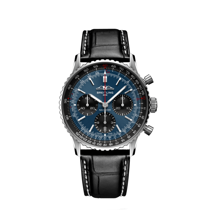 Navitimer B01 Chronograph 41, Acero inoxidable - Azul
El icónico cronógrafo para pilotos de Breitling: para la travesía.