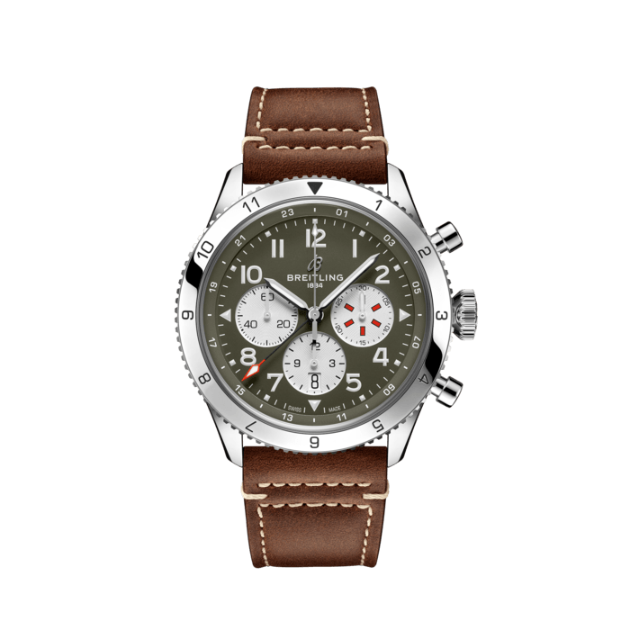 Super AVI B04 Chronograph GMT 46 Curtiss Warhawk, Stainless steel - Green
A pilot’s-watch throwback inspired by the legendary Curtiss P-40 Warhawk.