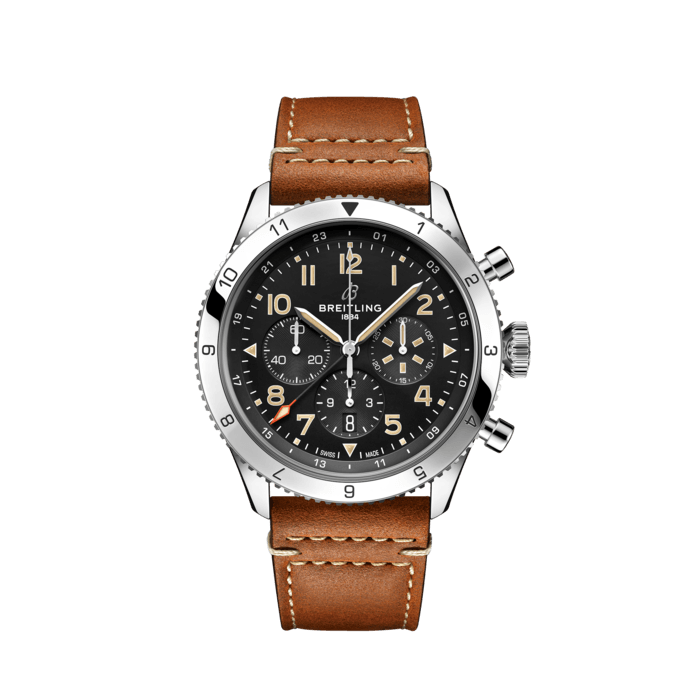 Super AVI B04 Chronograph GMT 46 P-51 Mustang, Stainless steel - Black
A pilot’s-watch throwback inspired by the legendary P-51 Mustang aircraft.