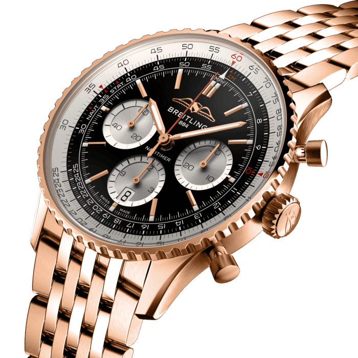 내비타이머 B01 크로노그래프 43 18K 레드 골드 - 블랙 RB0138211B1R1 | Breitling