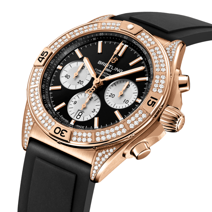 Breitling’s all-purpose watch for your every pursuit.
The Chronomat holds a significant place in Breitling’s history. Introduced in 1984, at a time where extra-thin quartz timepieces were the order of the day, Breitling placed a bold bet on an impressively proportioned mechanical watch.
Based on the Frecce Tricolori chronograph, which had been developed and launched in 1983 in collaboration with the famed Italian aerial squadron, the Chronomat celebrated Breitling’s centenary in style and marked the return of the mechanical chronograph to its rightfully prominent place at the brand which had built its global reputation on these incredible watches.
Available in a variety of materials including stainless steel and 18k red gold, the Chronomat features a 42 mm case and the iconic bezel with the four rider tabs. Available with a range of black, blue, silver, and copper dials, the Chronomat is matched to the signature “Rouleaux” bracelet and is powered by the in-house Breitling Manufacture Caliber 01, a COSC-certified chronometer.