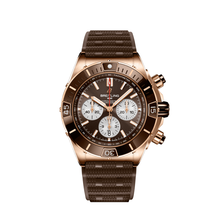 Super Chronomat B01 44, 18k red gold - Brown
Breitling’s supercharged watch for your every pursuit.