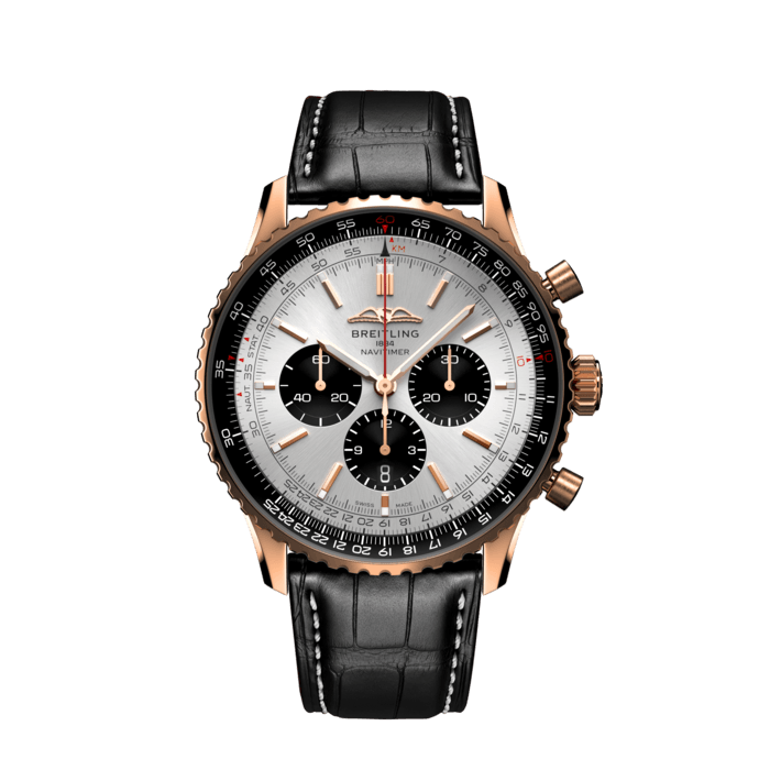 Navitimer B01 Chronograph 46, Oro rosso 18 carati - Crema
Iconico cronografo da pilota di Breitling: eccellente compagno di viaggio.