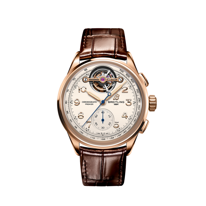 Premier B21 Chronograph Tourbillon 42 Léon Breitling, Oro rojo de 18K - Crema
Una serie para amantes de la mecánica (y la magia) de la relojería.