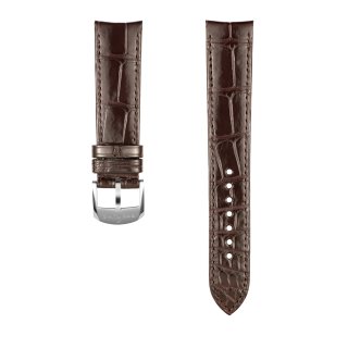 Bracelet en cuir d’alligator marron - 20 mm