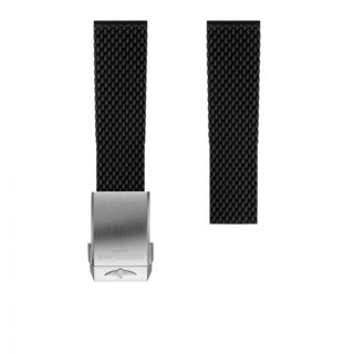 Bracelet en caoutchouc tressé noir - 22 mm