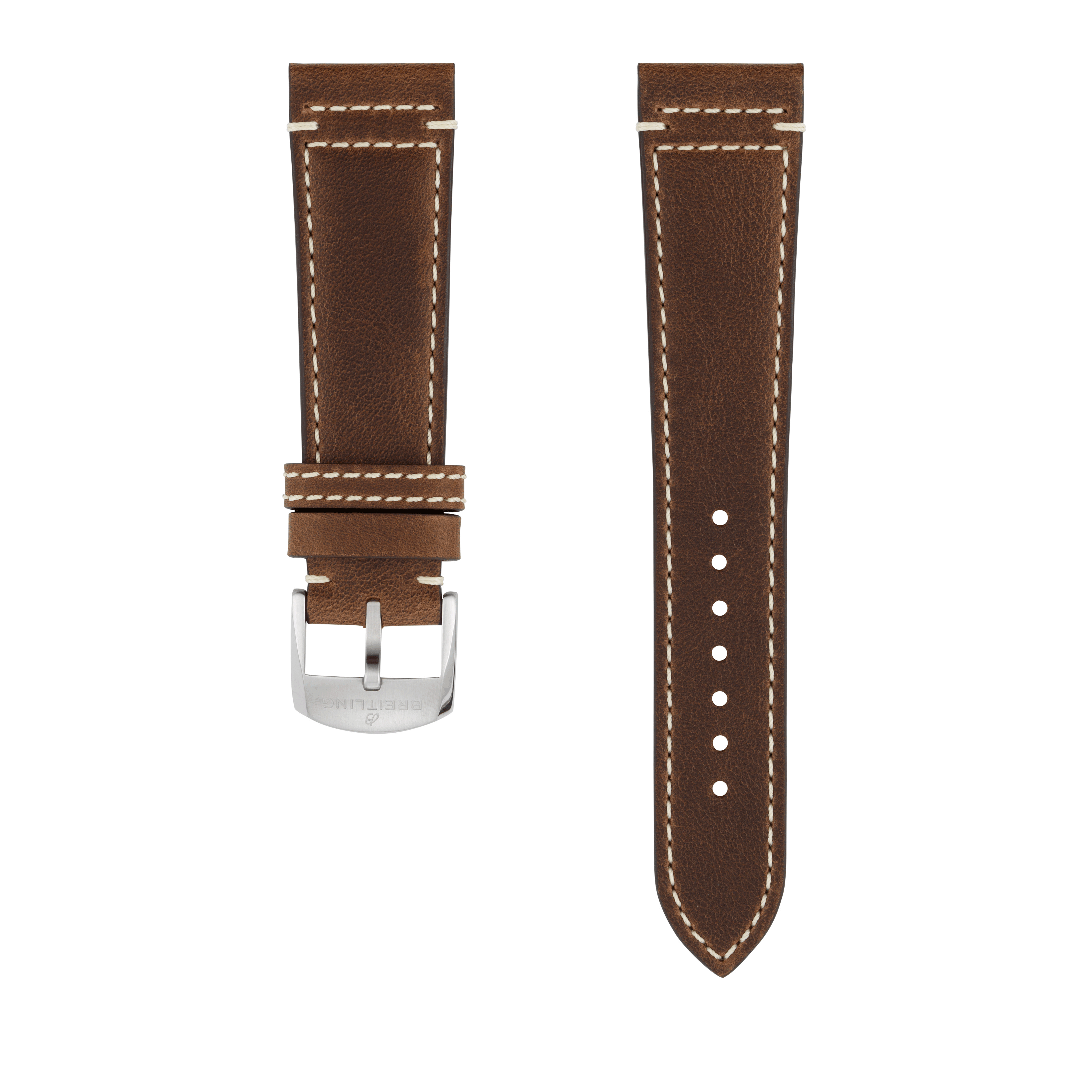 Brown drakkar calfskin leather strap - 24 mm
