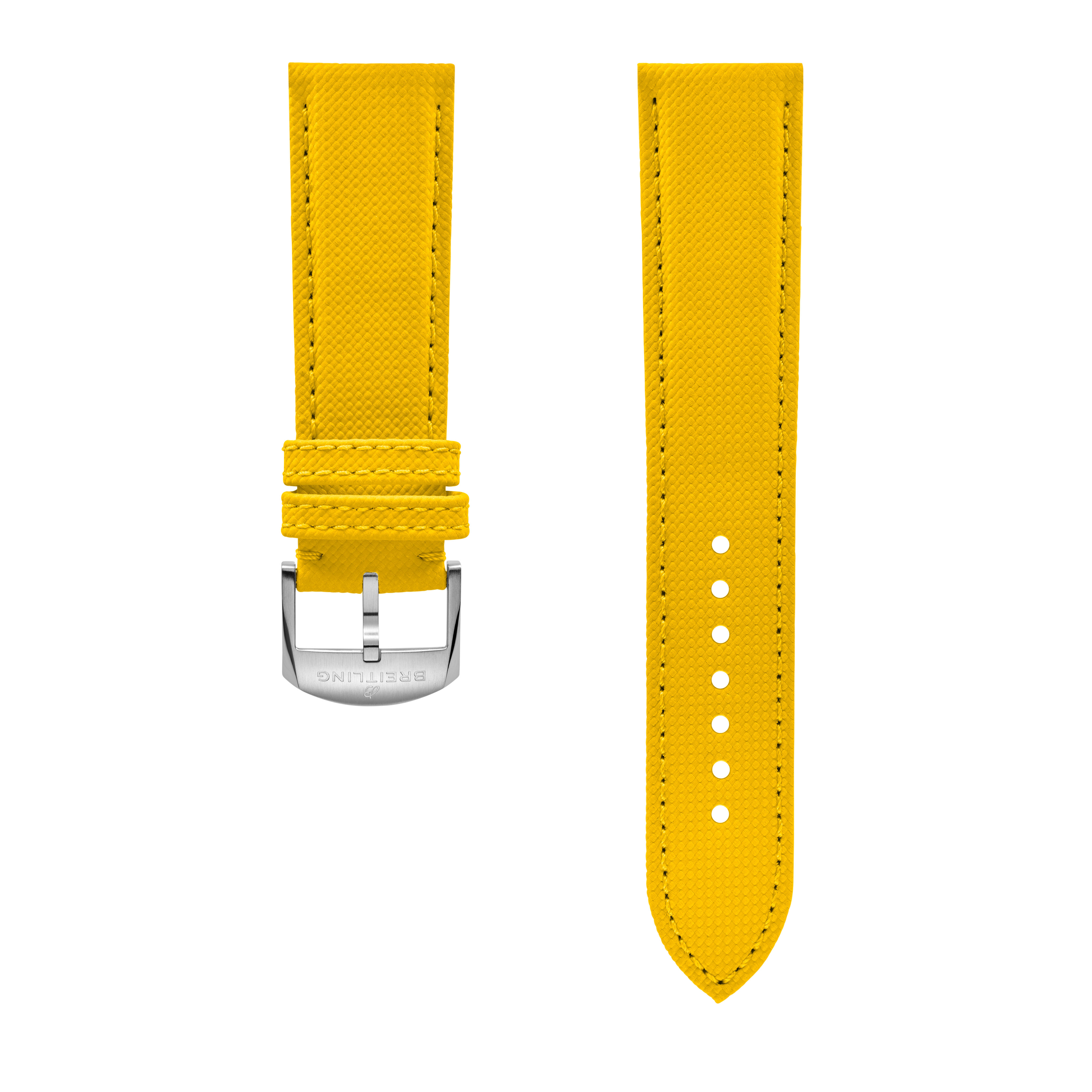 Yellow military calfskin leather strap - 22 mm