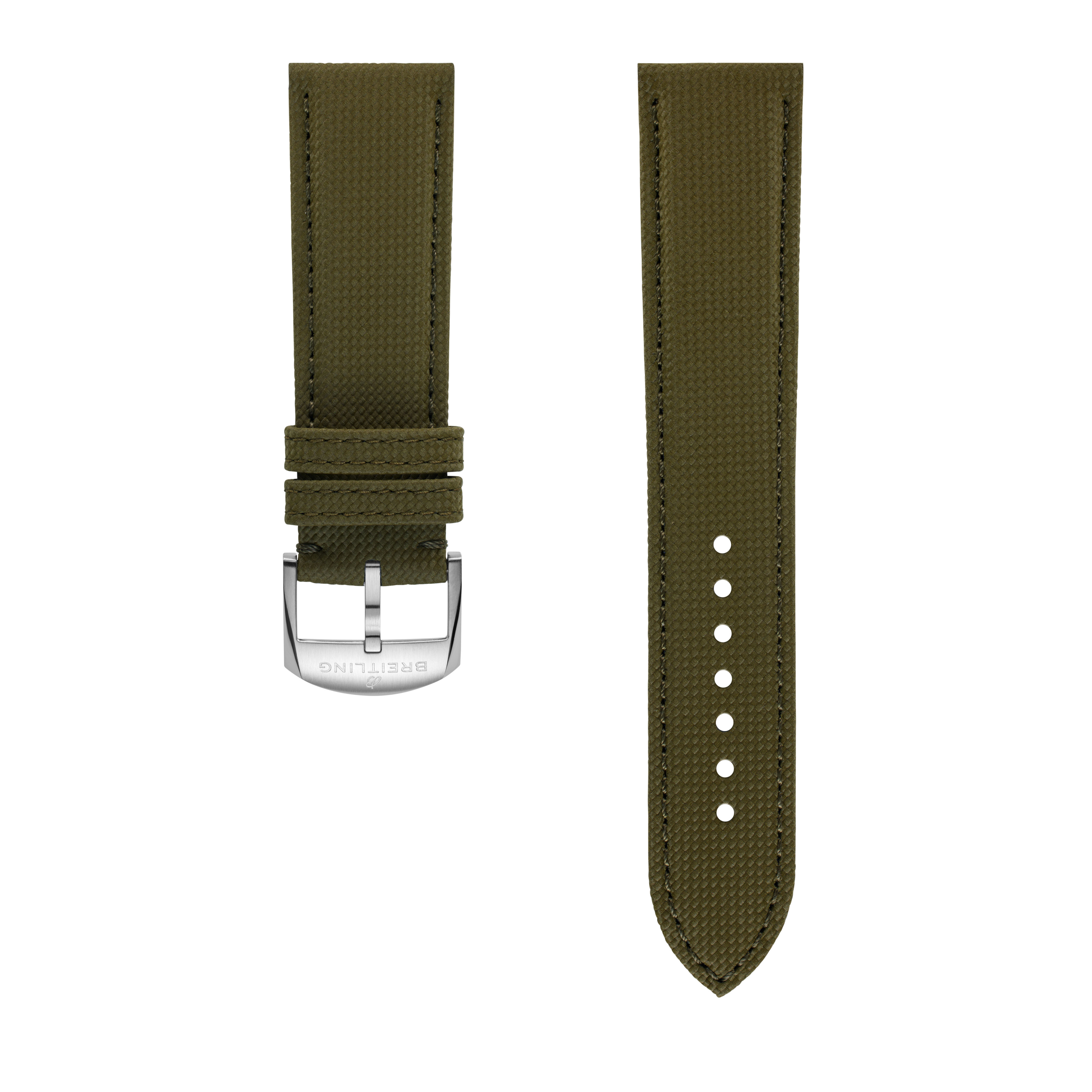 Green military calfskin leather strap - 22 mm