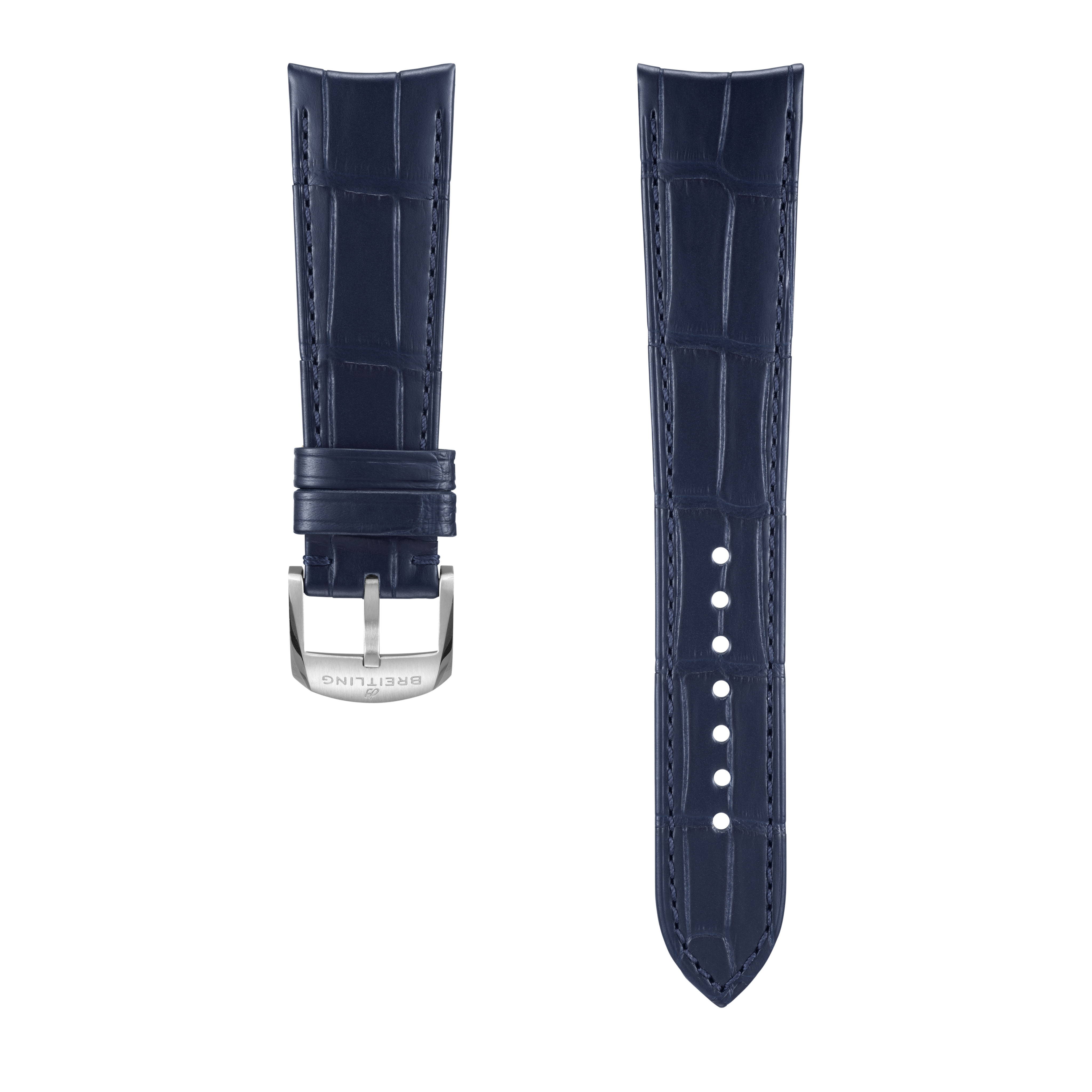 Blue alligator leather strap - 22 mm