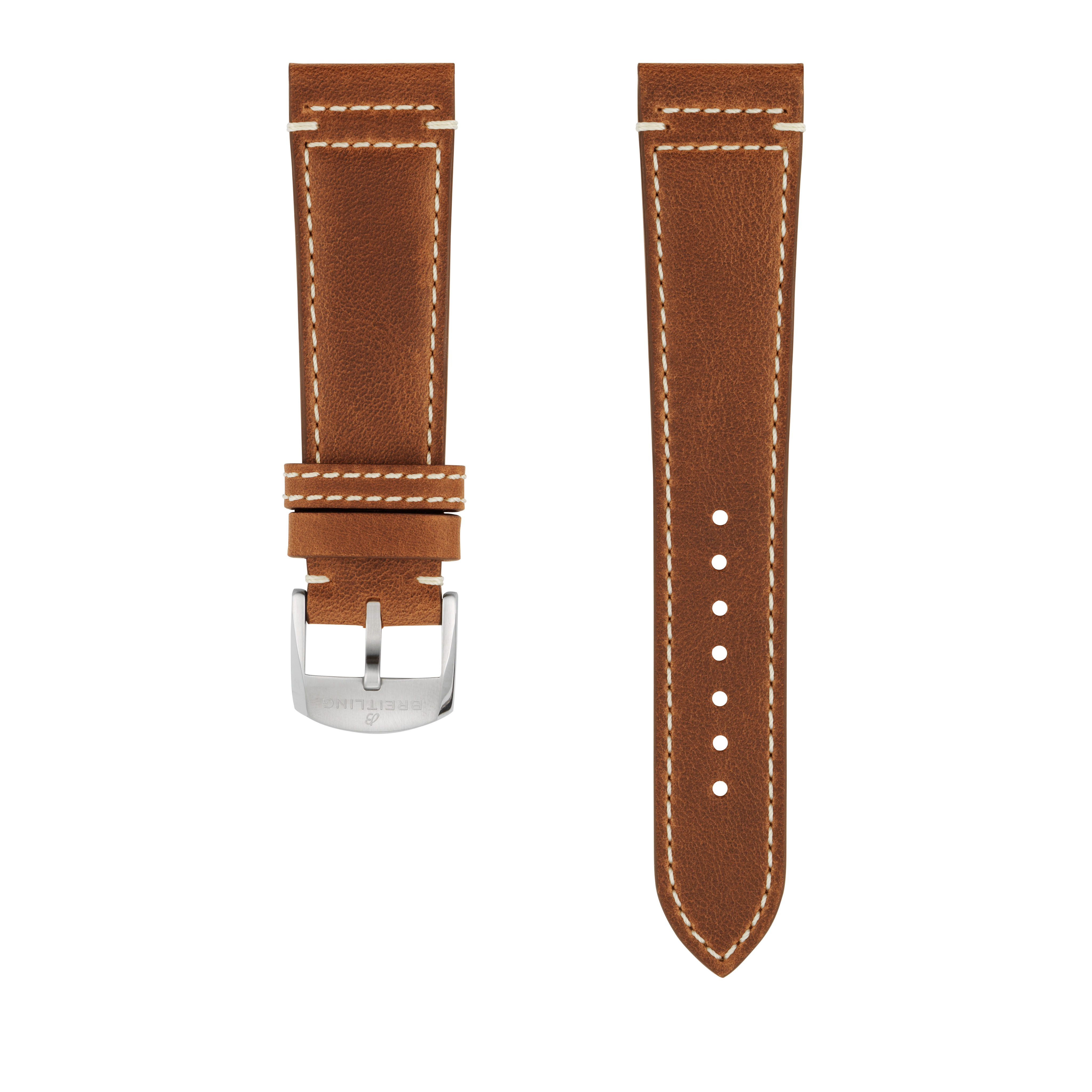 Brown drakkar calfskin leather strap - 22 mm