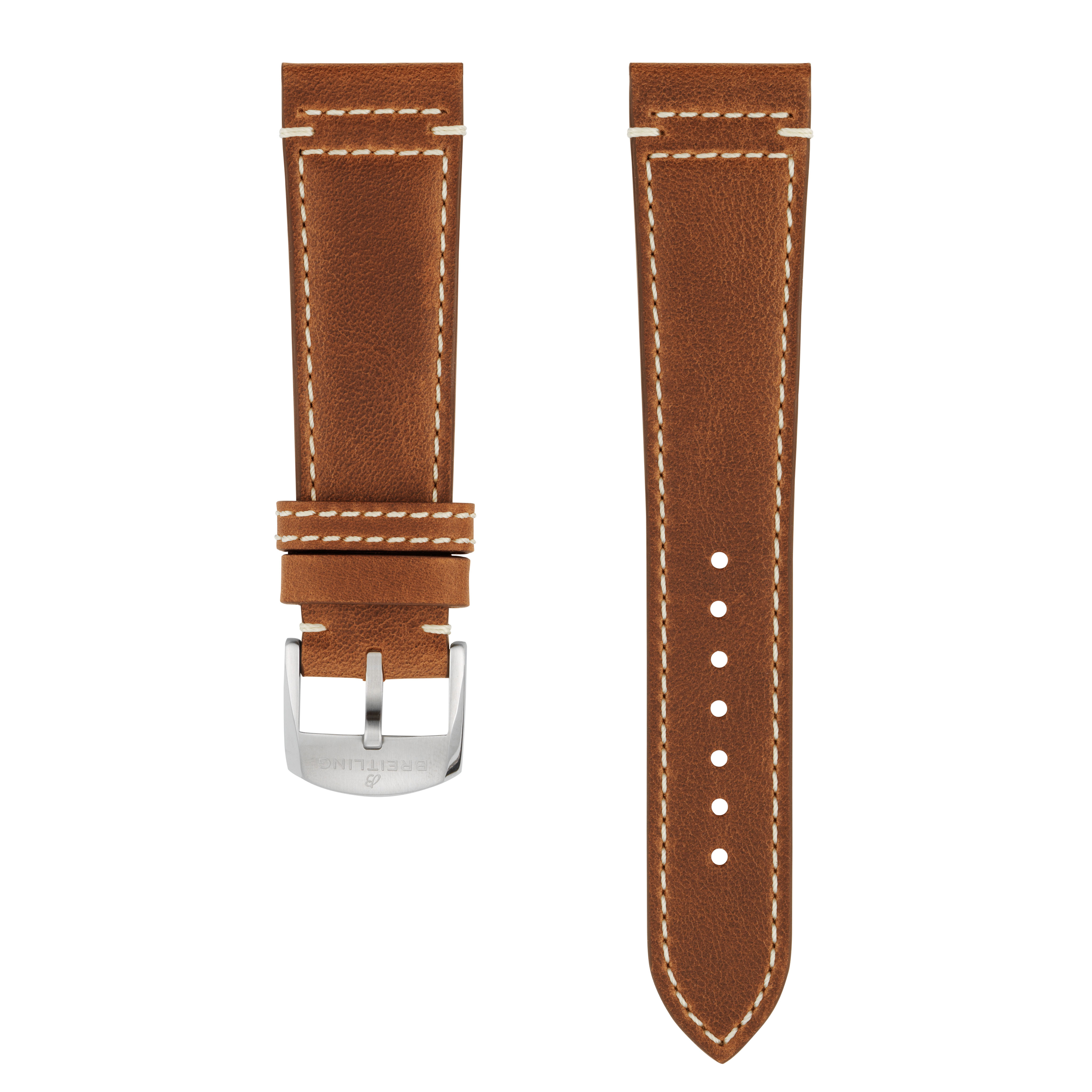 Brown drakkar calfskin leather strap - 24 mm
