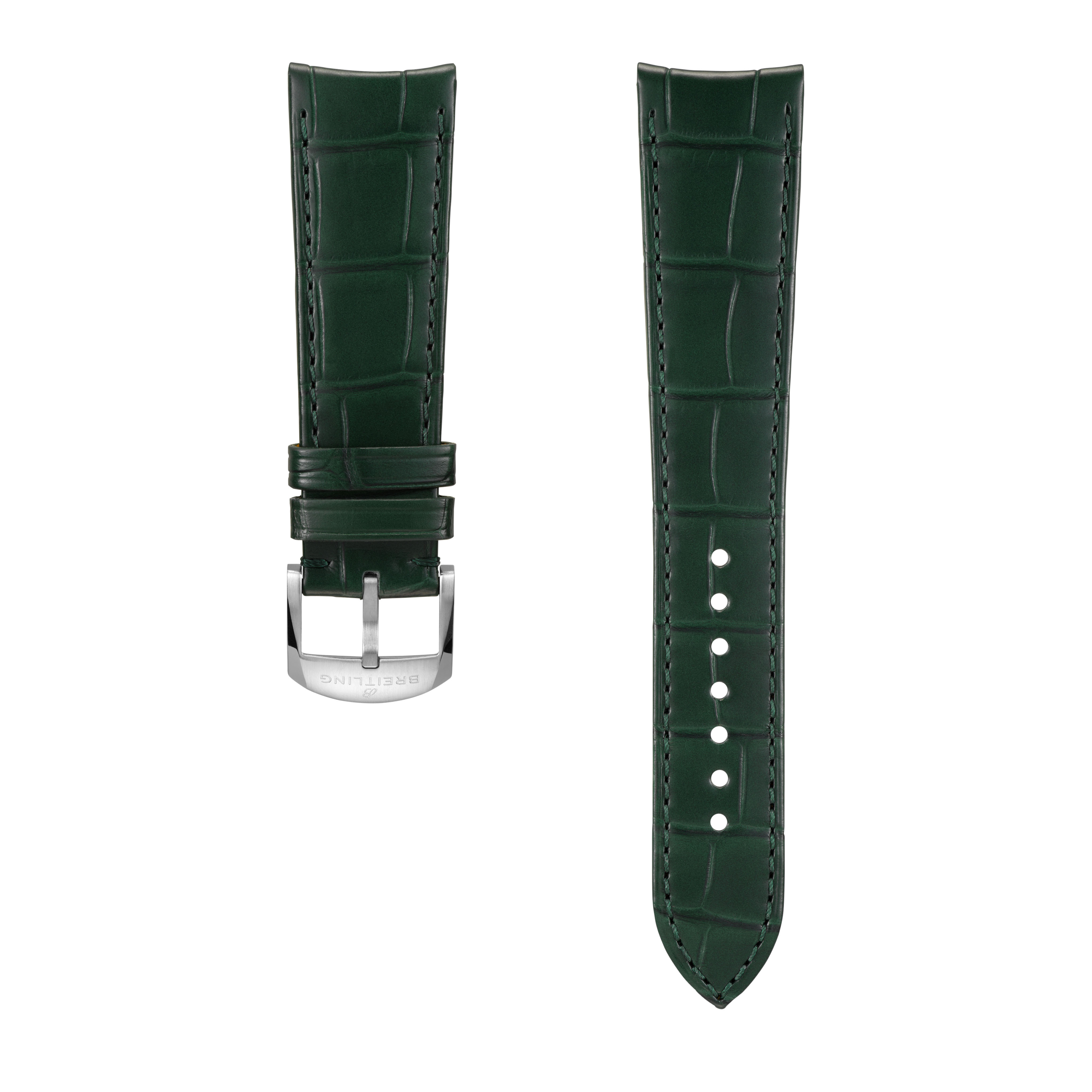 Green alligator leather strap - 22 mm